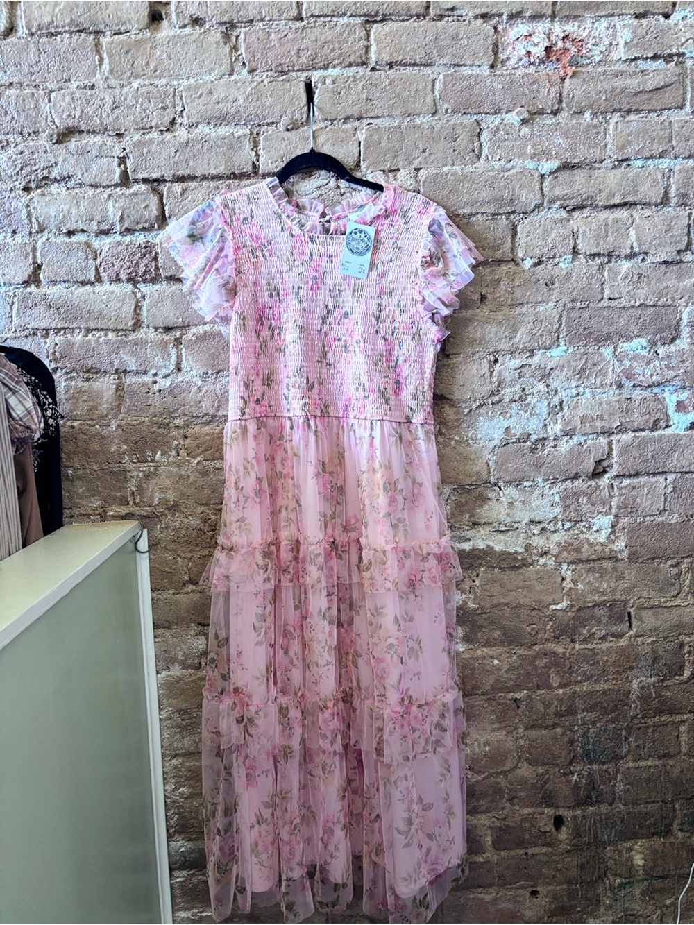 Pink Floral Ruffle Tiered Dress